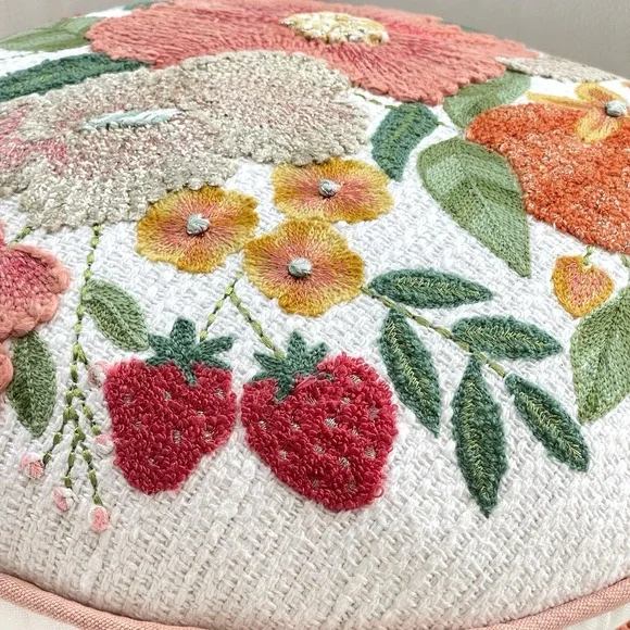 Artistic Accent 100% Cotton Embroidered Flower Summer Decor Boho Pillow Set Of 2 - Picture 4 of 8